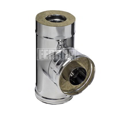 Тройник-сэндвич 90 FERRUM (430/0,8мм + нерж.) Ф150x250